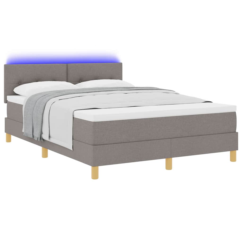 LED Box Spring Krevet Sivo-smeđa 160 x 200 cm tkanina