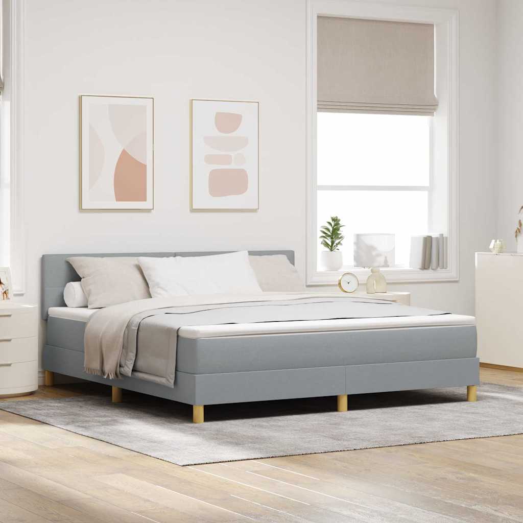 LED Box Spring Krevet Svijetlo siva 180 x 200 cm tkanina
