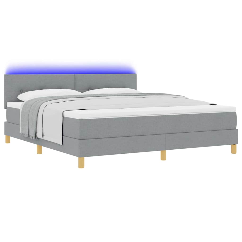 LED Box Spring Krevet Svijetlo siva 180 x 200 cm tkanina