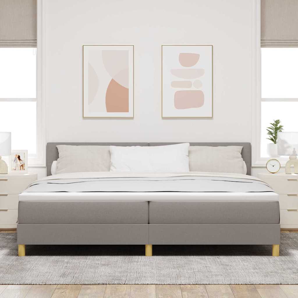 LED Box Spring Krevet Sivo-smeđa 200 x 200 cm tkanina