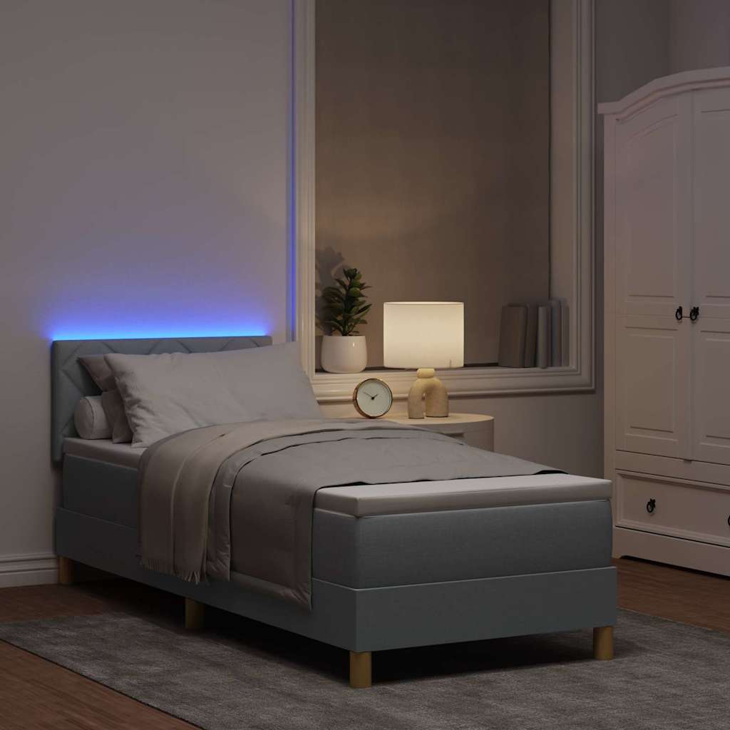 LED Box Spring Krevet Svijetlo siva 80 x 200 cm tkanina