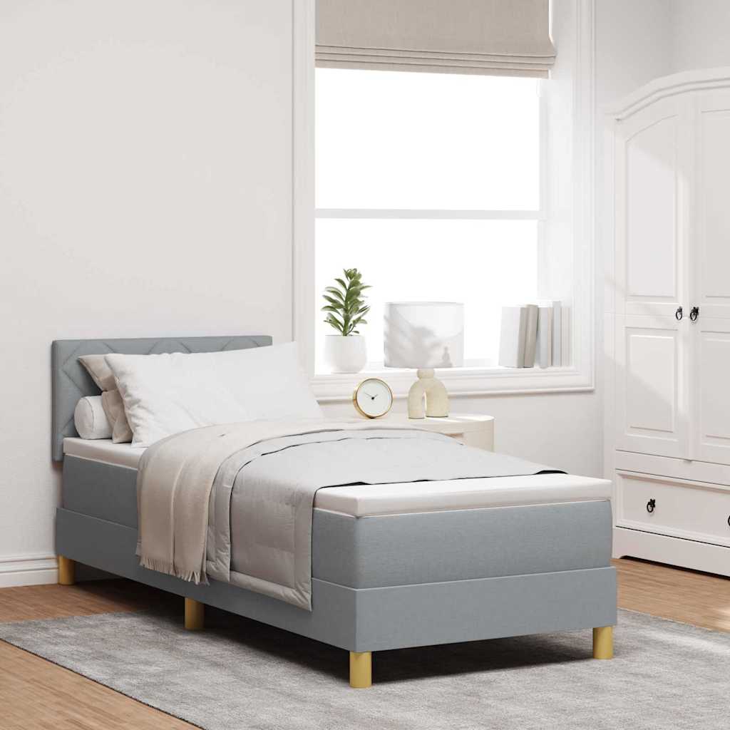 LED Box Spring Krevet Svijetlo siva 80 x 200 cm tkanina