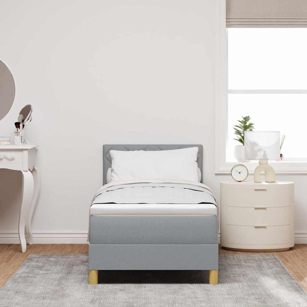 LED Box Spring Krevet Svijetlo siva 80 x 200 cm tkanina