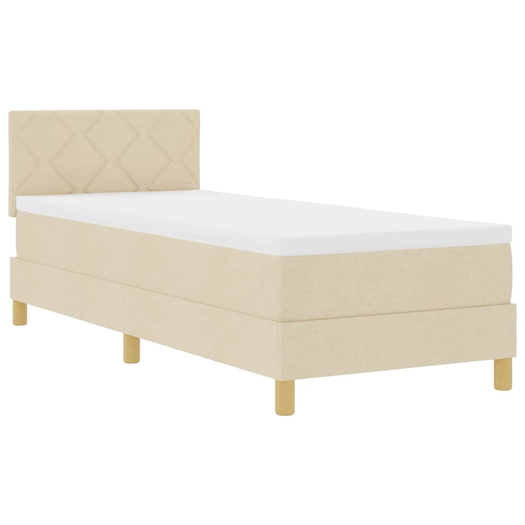 LED Box Spring Krevet s LED trakama Krema 80 x 200 cm tkanina