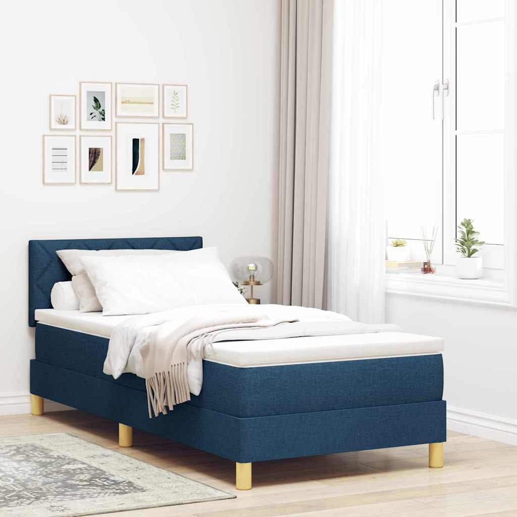 LED Box Spring Krevet s jastukom Plava 90 x 190 cm tkanina