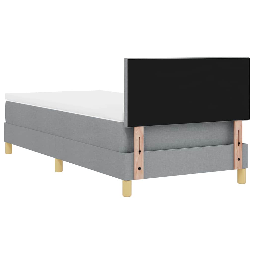 LED Box Spring Krevet Svijetlo siva 90 x 200 cm tkanina