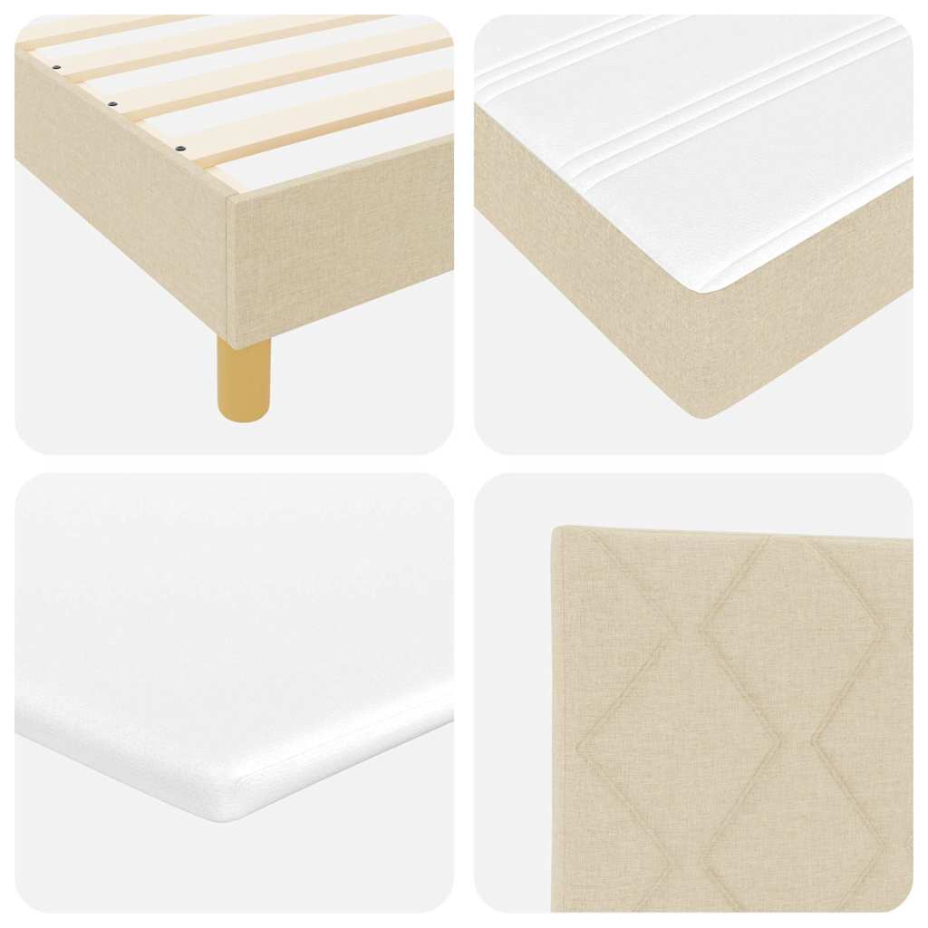 LED Box Spring Krevet s LED trakama Krema 90 x 200 cm tkanina
