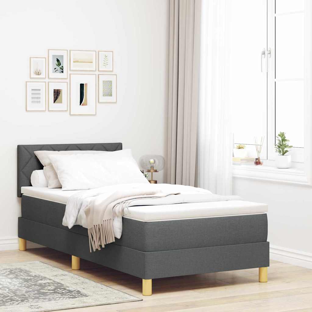 LED Box Spring Krevet Tamno siva 100 x 200 cm tkanina