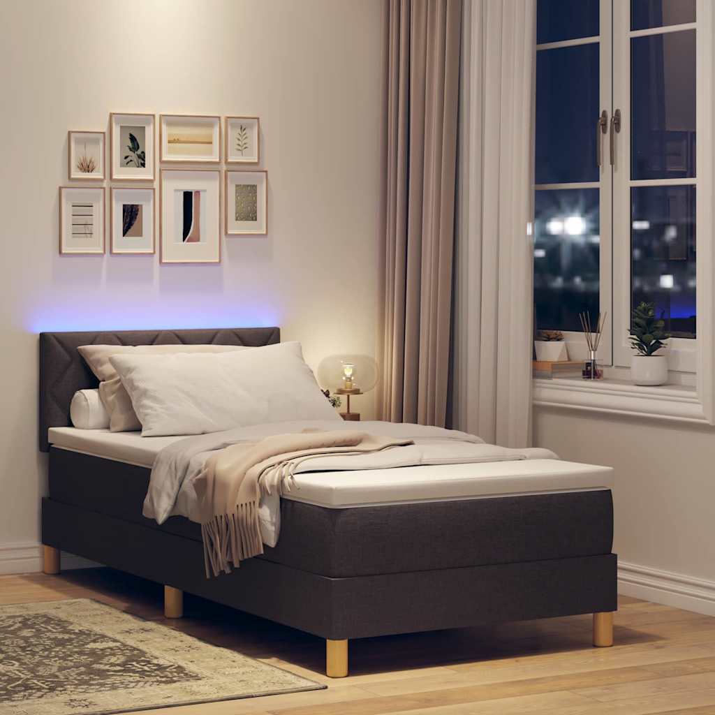 LED Box Spring Krevet Tamno smeđa 100 x 200 cm tkanina