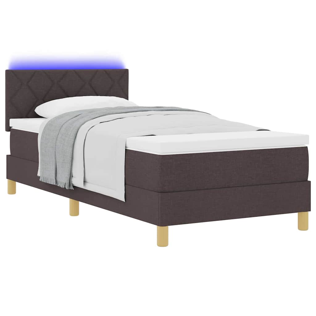 LED Box Spring Krevet Tamno smeđa 100 x 200 cm tkanina