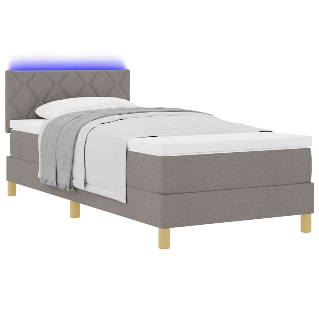 LED Box Spring Krevet Sivo-smeđa 100 x 200 cm tkanina