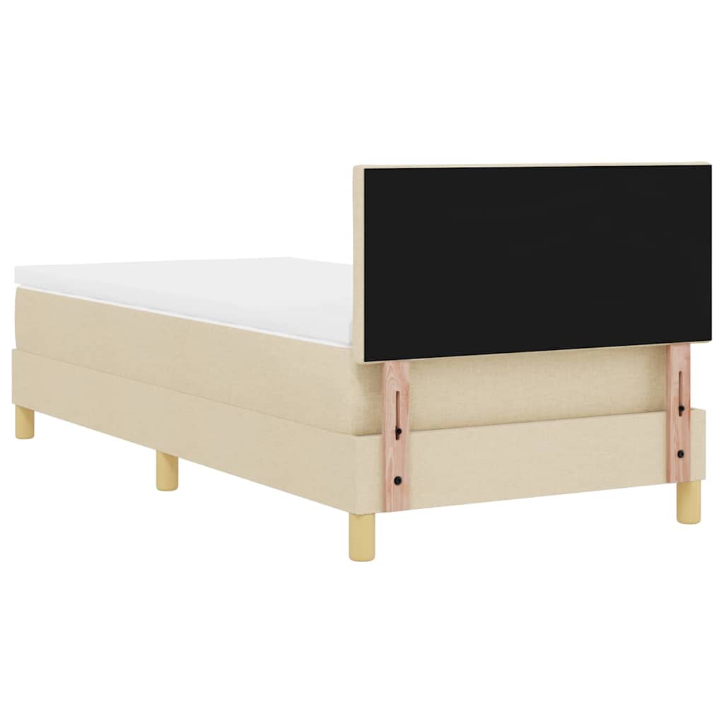 LED Box Spring Krevet s jastukom Krema 100 x 200 cm tkanina