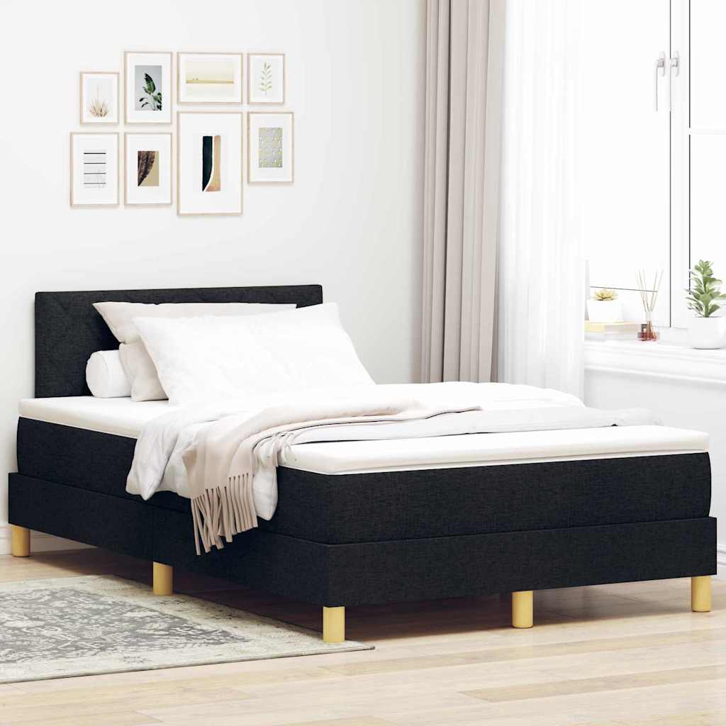 LED Box Spring Krevet s jastukom Crna 120 x 190 cm tkanina