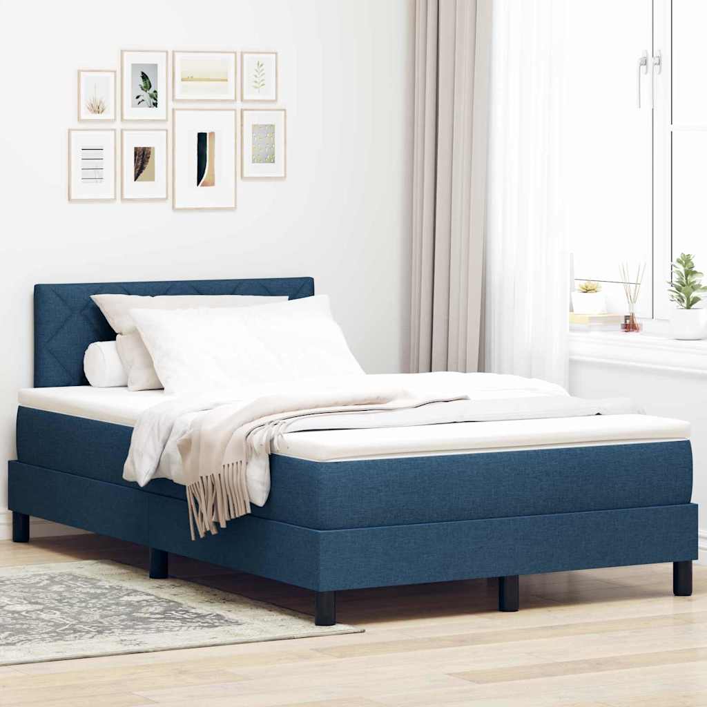 LED Box Spring Krevet s LED trakama Plava 120 x 190 cm tkanina