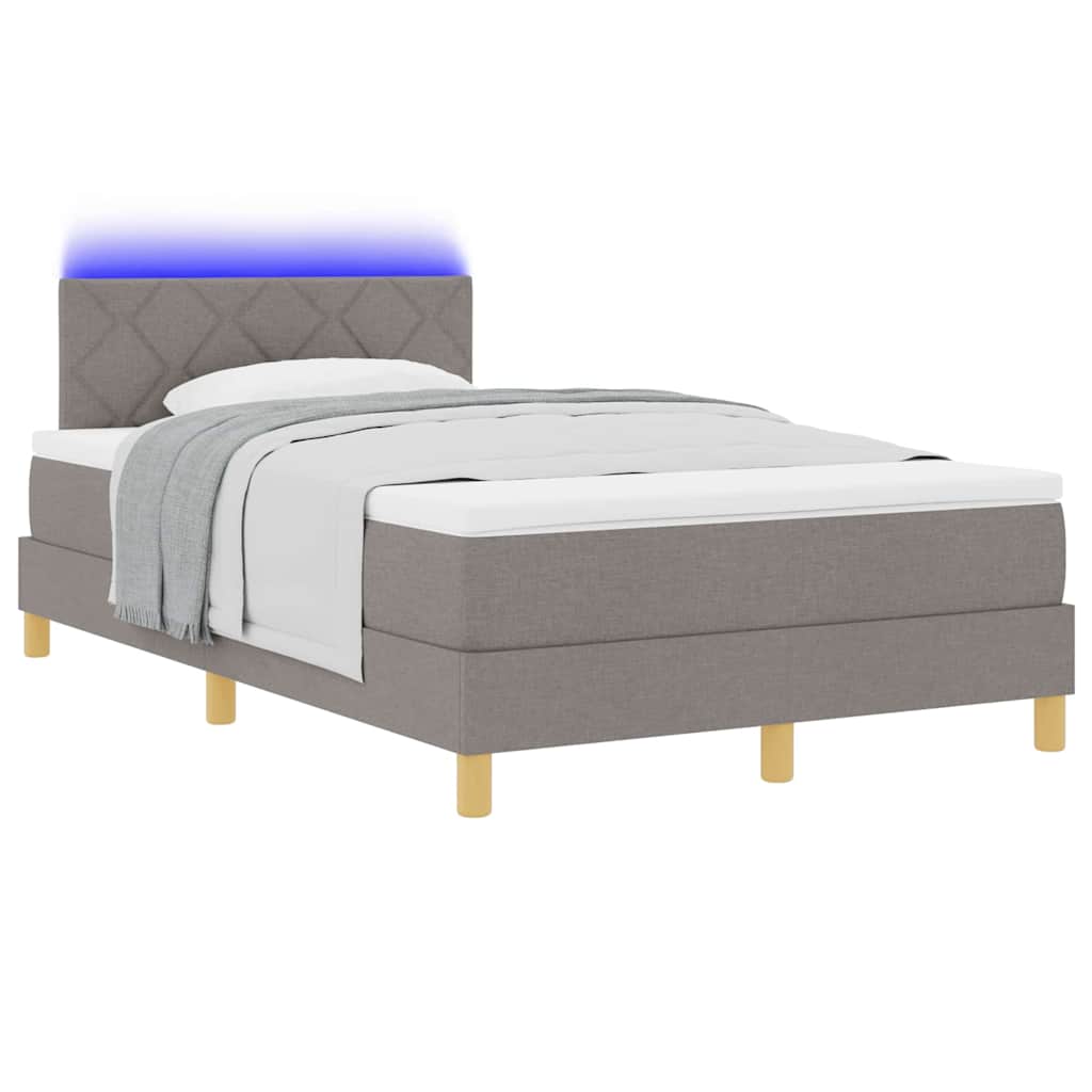 LED Box Spring Krevet Sivo-smeđa 120 x 200 cm tkanina