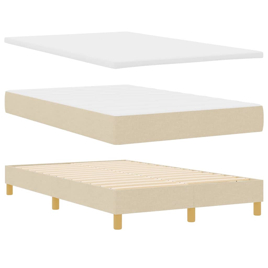LED Box Spring Krevet s LED trakama Krema 120 x 200 cm tkanina