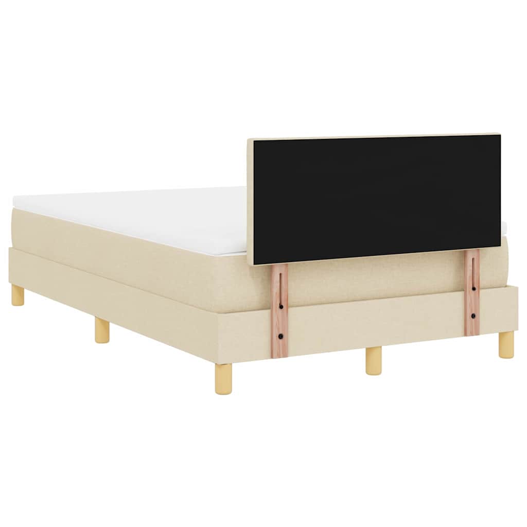 LED Box Spring Krevet s LED trakama Krema 120 x 200 cm tkanina