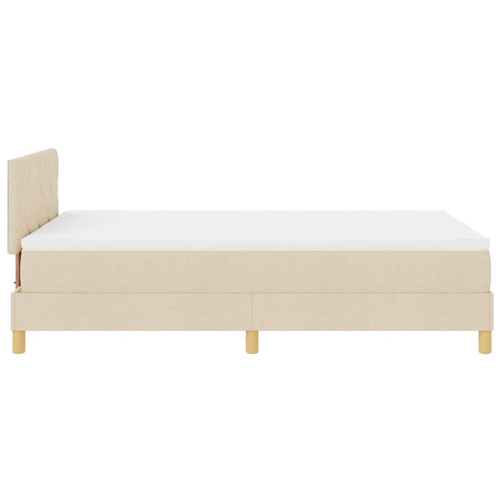 LED Box Spring Krevet s LED trakama Krema 120 x 200 cm tkanina