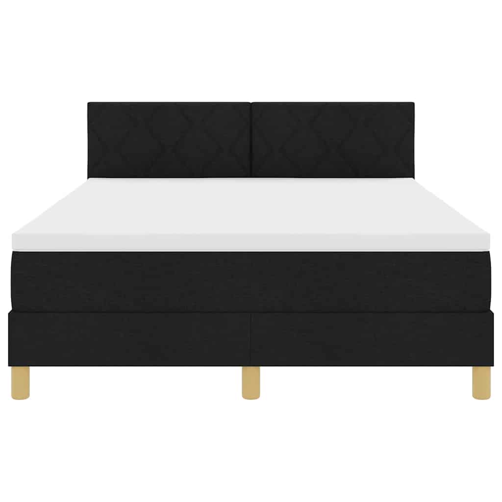 LED Box Spring Krevet s LED trakama Crna 160 x 200 cm tkanina