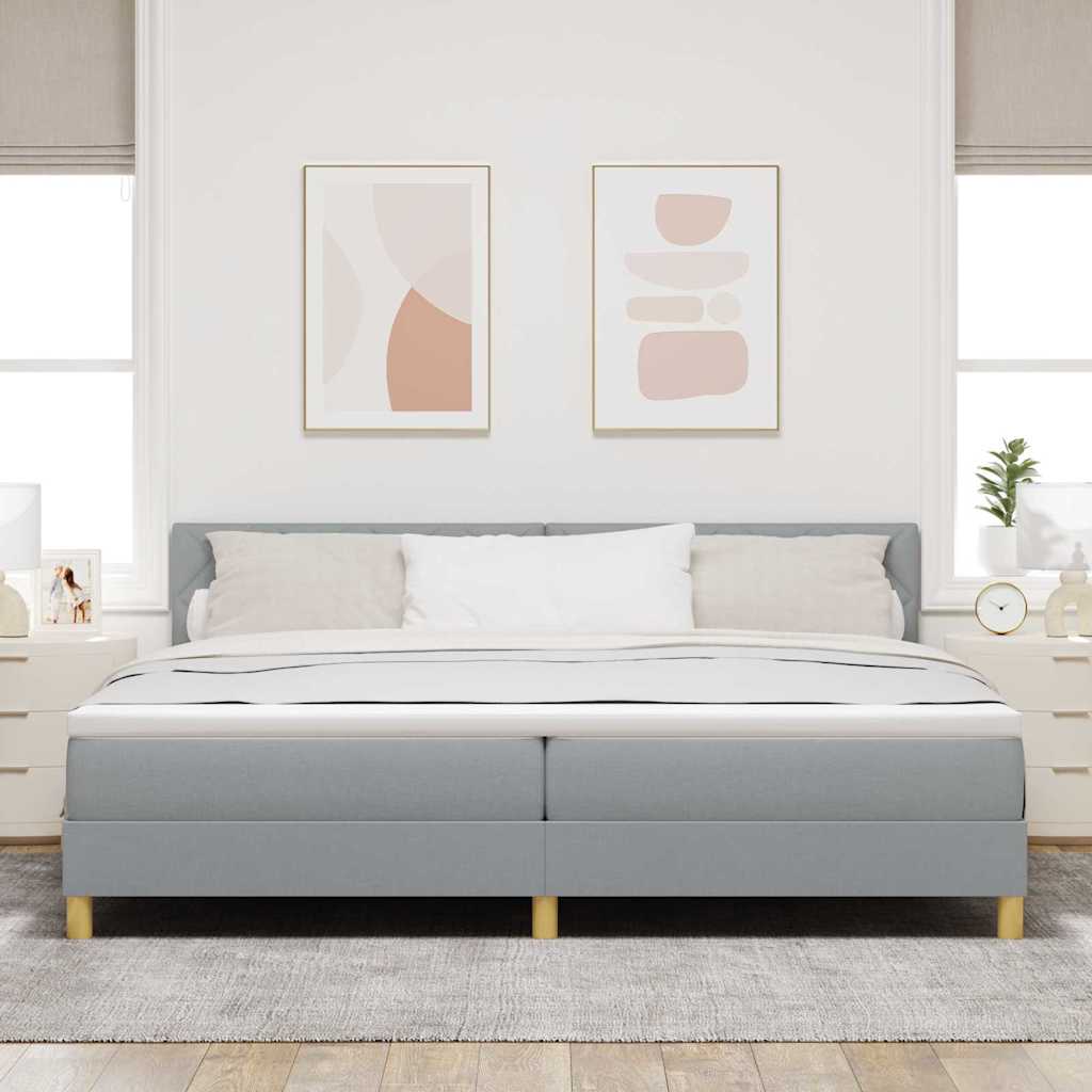LED Box Spring Krevet Svijetlo siva 200 x 200 cm tkanina