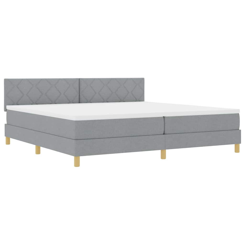 LED Box Spring Krevet Svijetlo siva 200 x 200 cm tkanina
