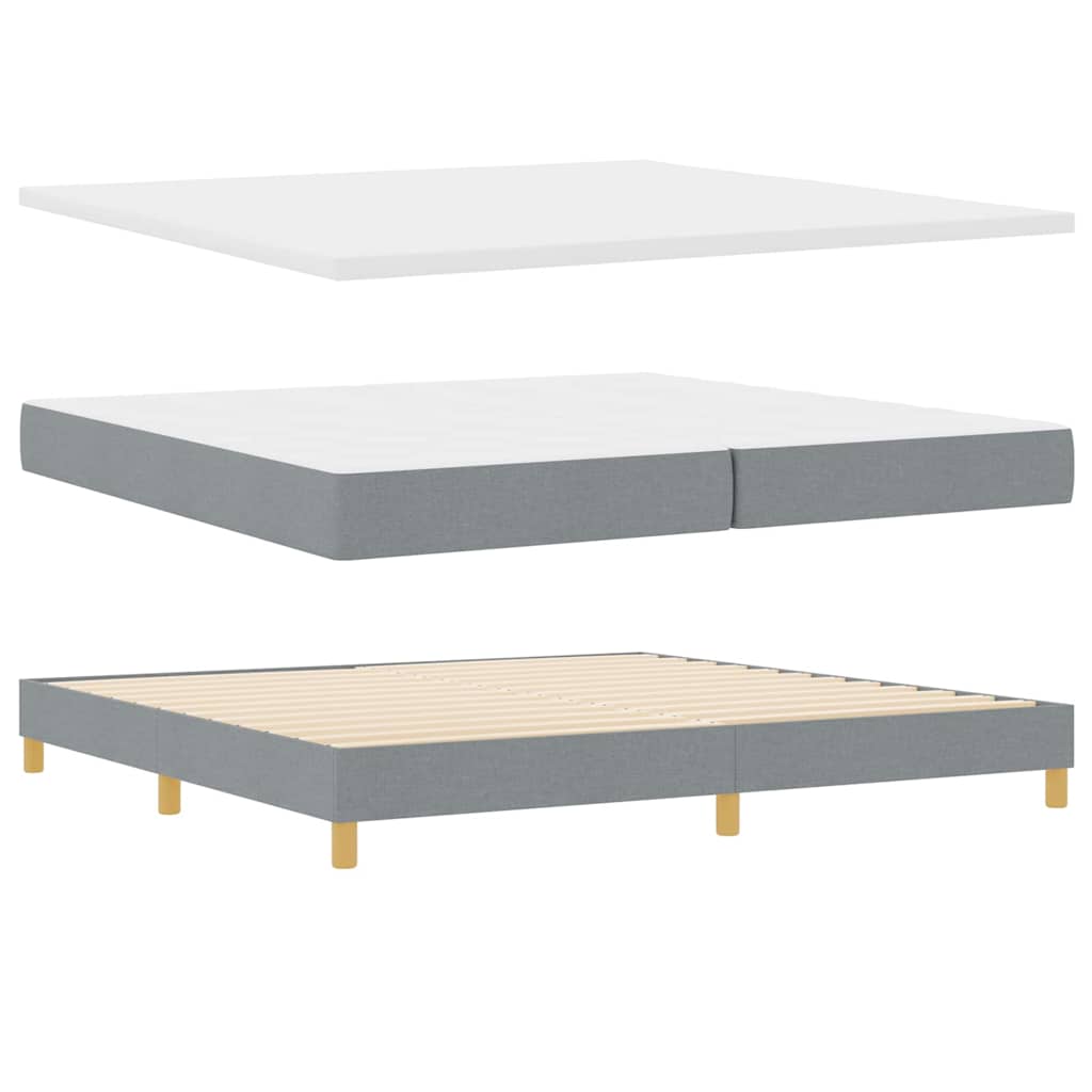 LED Box Spring Krevet Svijetlo siva 200 x 200 cm tkanina