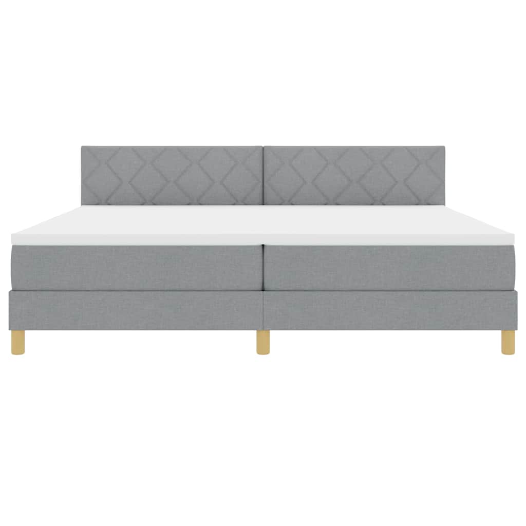 LED Box Spring Krevet Svijetlo siva 200 x 200 cm tkanina