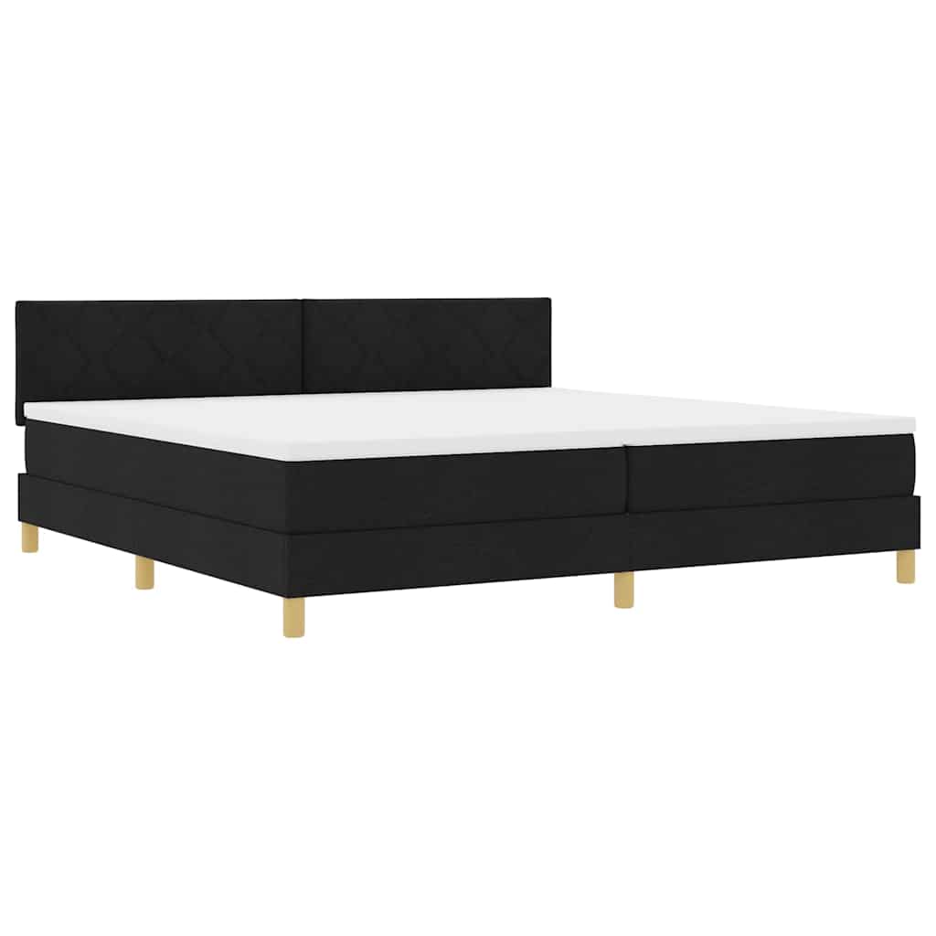 LED Box Spring Krevet s LED trakama Crna 200 x 200 cm tkanina