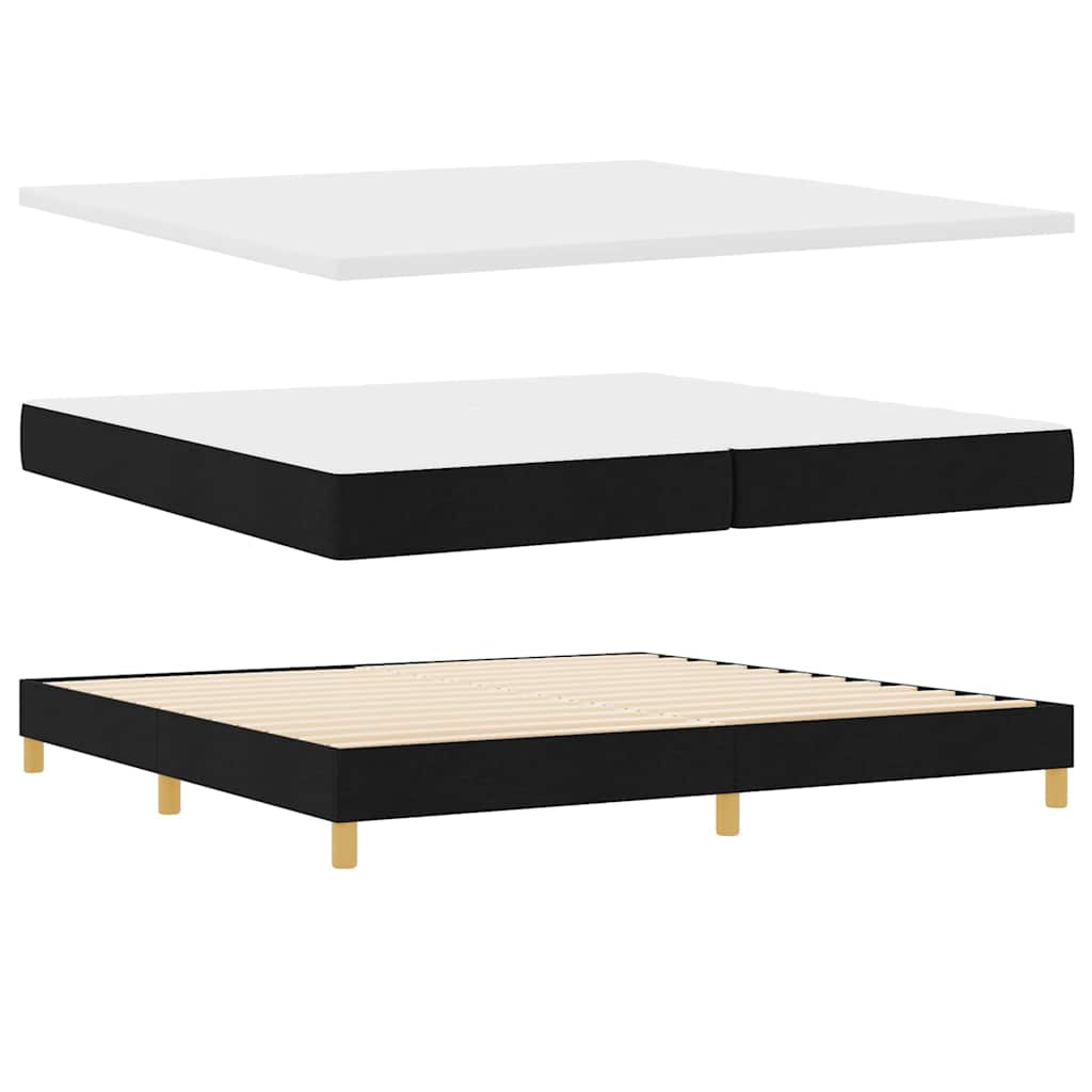 LED Box Spring Krevet s LED trakama Crna 200 x 200 cm tkanina
