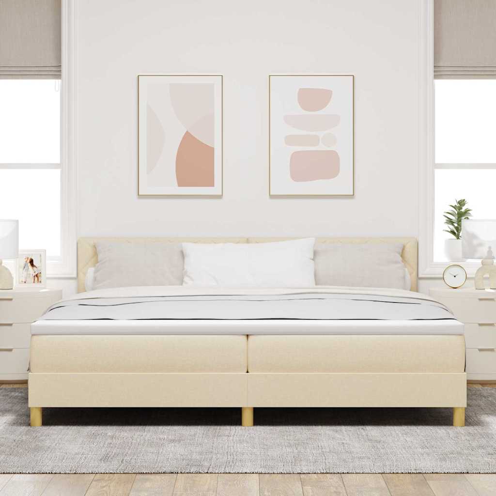 LED Box Spring Krevet s LED trakama Krema 200 x 200 cm tkanina