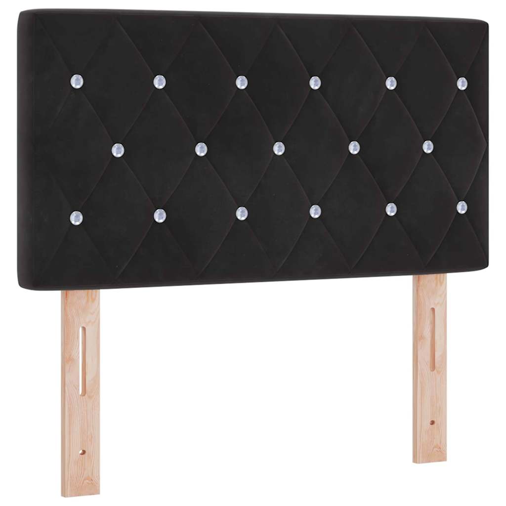 LED Box Spring Krevet s madracem Crna 80 x 200 cm Baršun