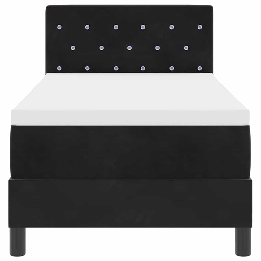 LED Box Spring Krevet s madracem Crna 80 x 200 cm Baršun