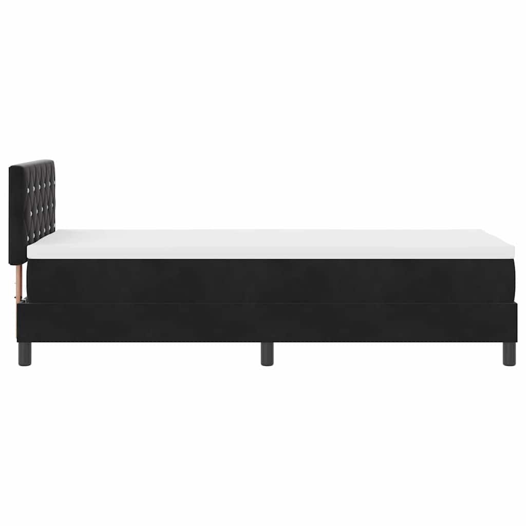 LED Box Spring Krevet s madracem Crna 80 x 200 cm Baršun