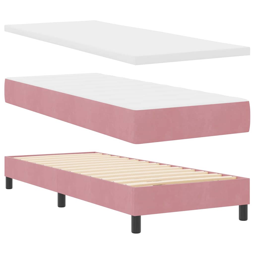 LED Box Spring Krevet s madracem Ružičasta 80 x 200 cm Baršun