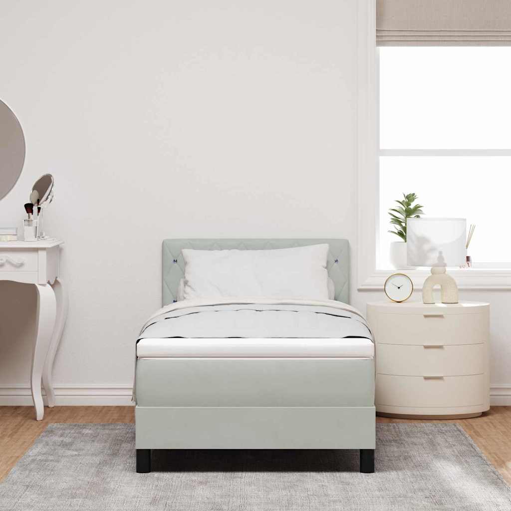 LED Box Spring Krevet Svijetlo siva 90 x 190 cm Baršun