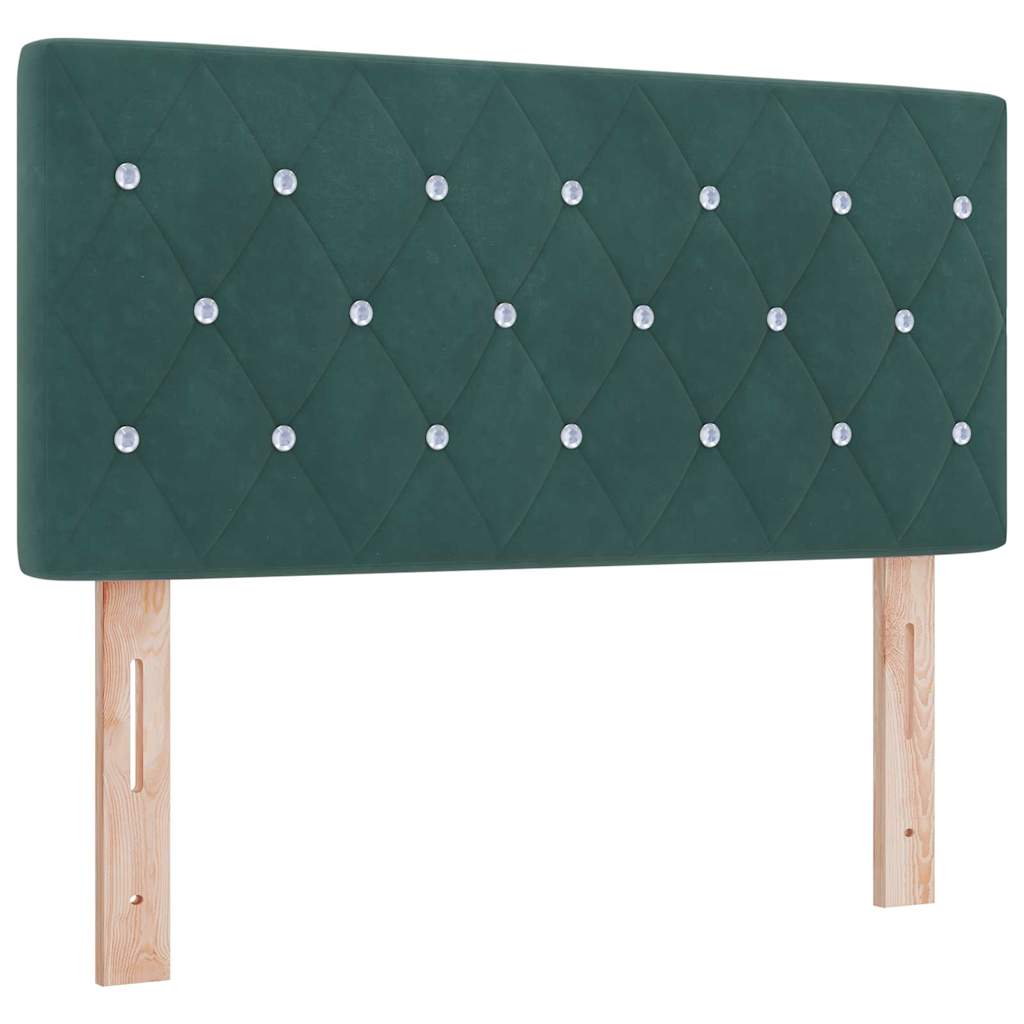 LED Box Spring Krevet s madracem Tamnozelena 90 x 190 cm Baršun