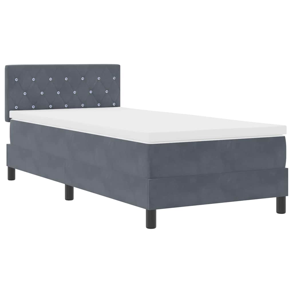 LED Box Spring Krevet s madracem Tamno siva 90 x 200 cm Baršun