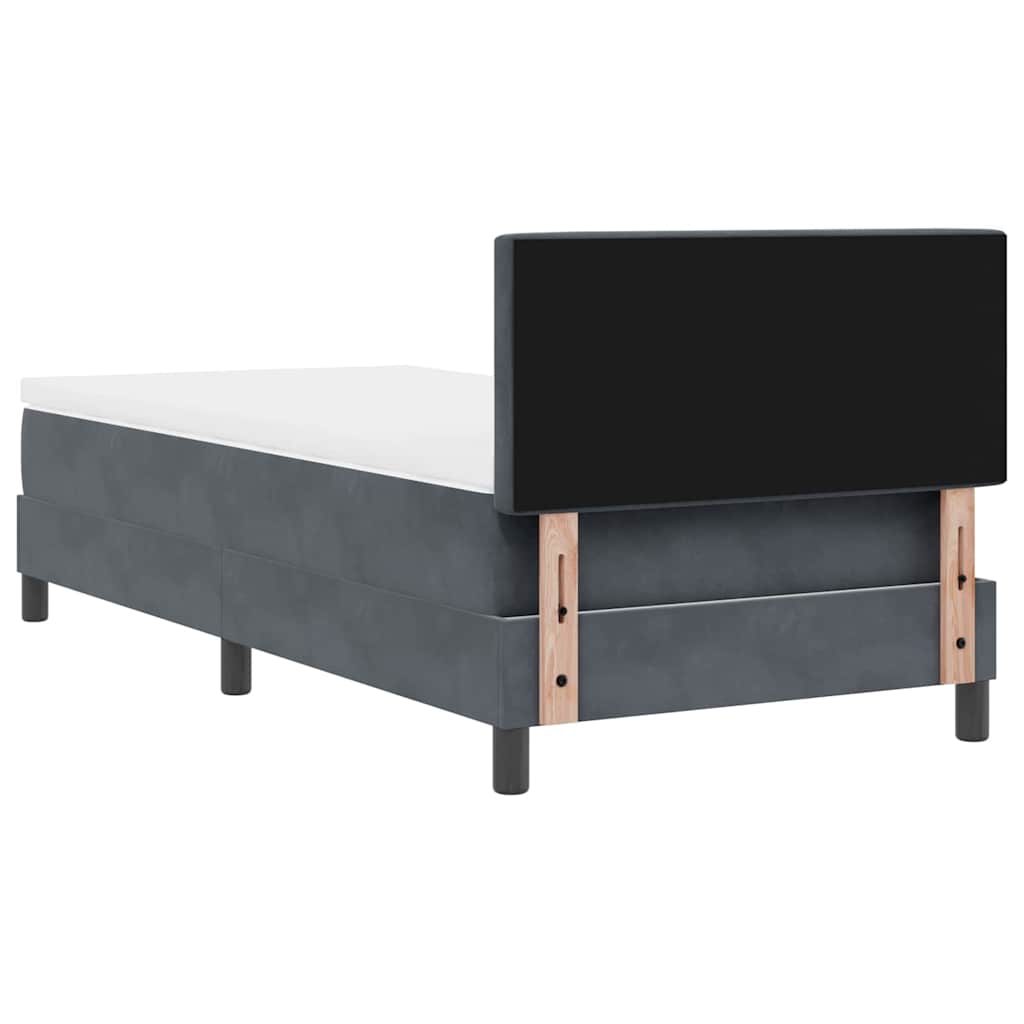 LED Box Spring Krevet s madracem Tamno siva 90 x 200 cm Baršun