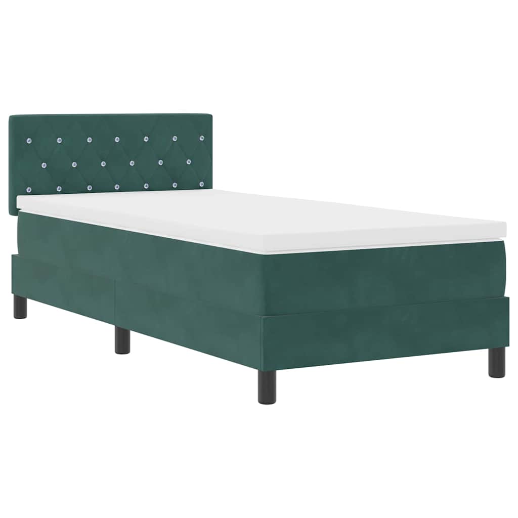 LED Box Spring Krevet Tamnozelena 100 x 200 cm Baršun
