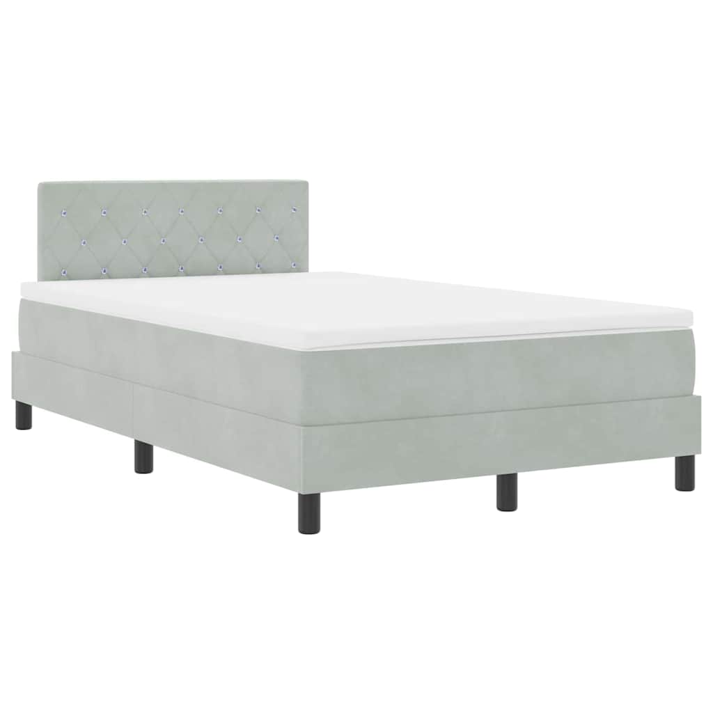 LED Box Spring Krevet Svijetlo siva 120 x 190 cm Baršun