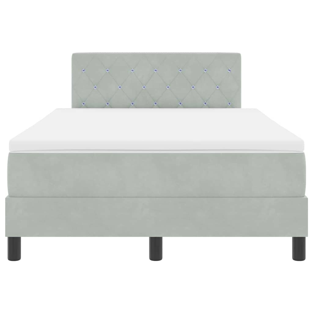 LED Box Spring Krevet Svijetlo siva 120 x 190 cm Baršun