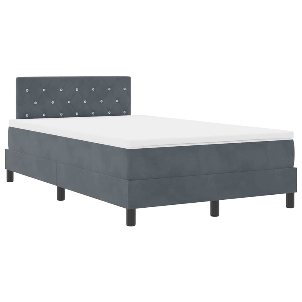LED Box Spring Krevet s madracem Tamno siva 120 x 190 cm Baršun