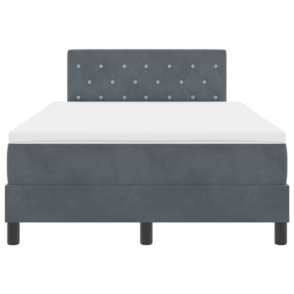 LED Box Spring Krevet s madracem Tamno siva 120 x 190 cm Baršun