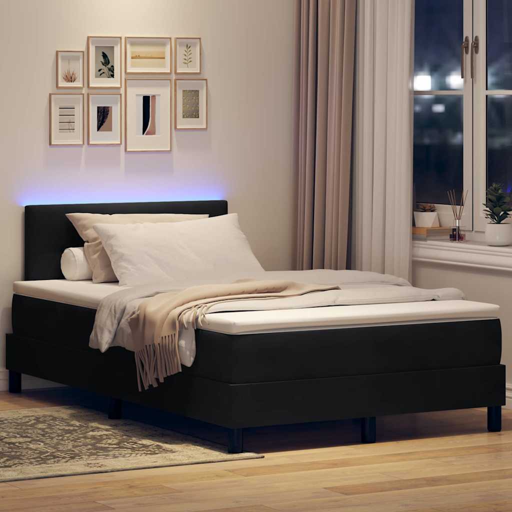LED Box Spring Krevet s madracem Crna 120 x 200 cm Baršun