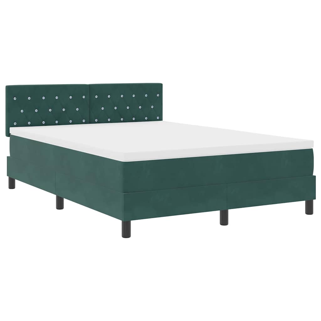 LED Box Spring Krevet Tamnozelena 140 x 190 cm Baršun