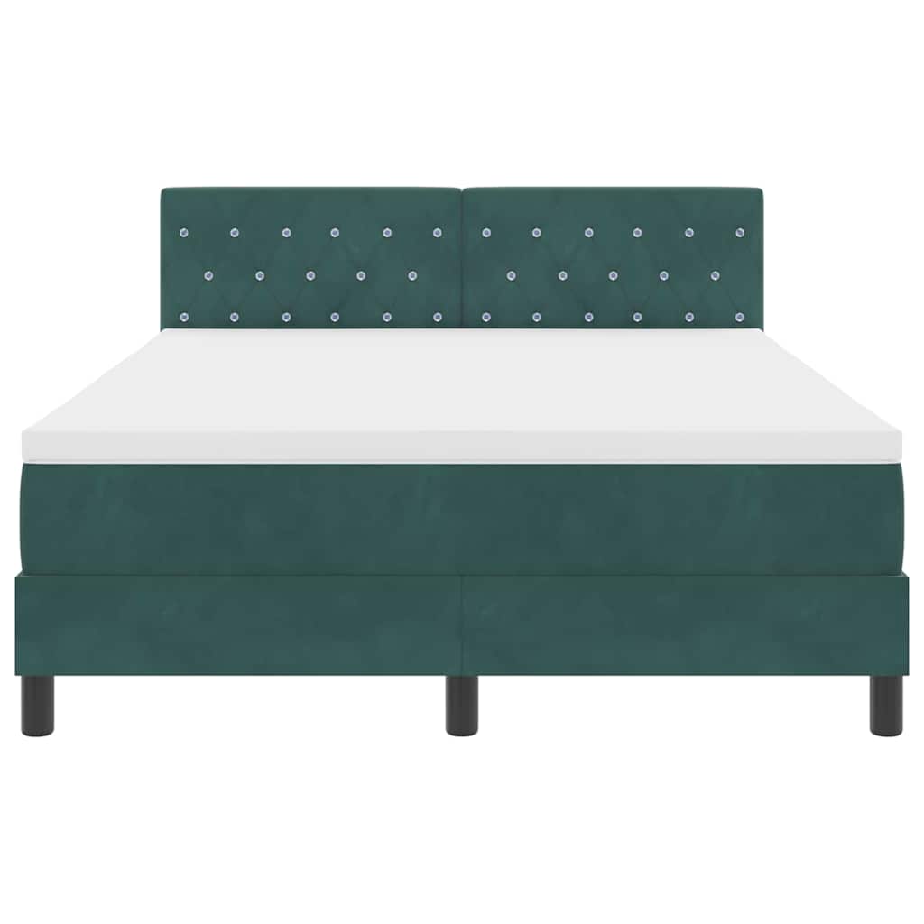 LED Box Spring Krevet Tamnozelena 140 x 190 cm Baršun