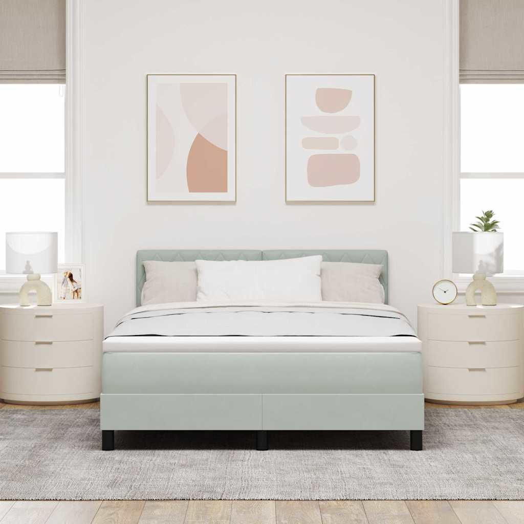 LED Box Spring Krevet Svijetlo siva 140 x 200 cm Baršun