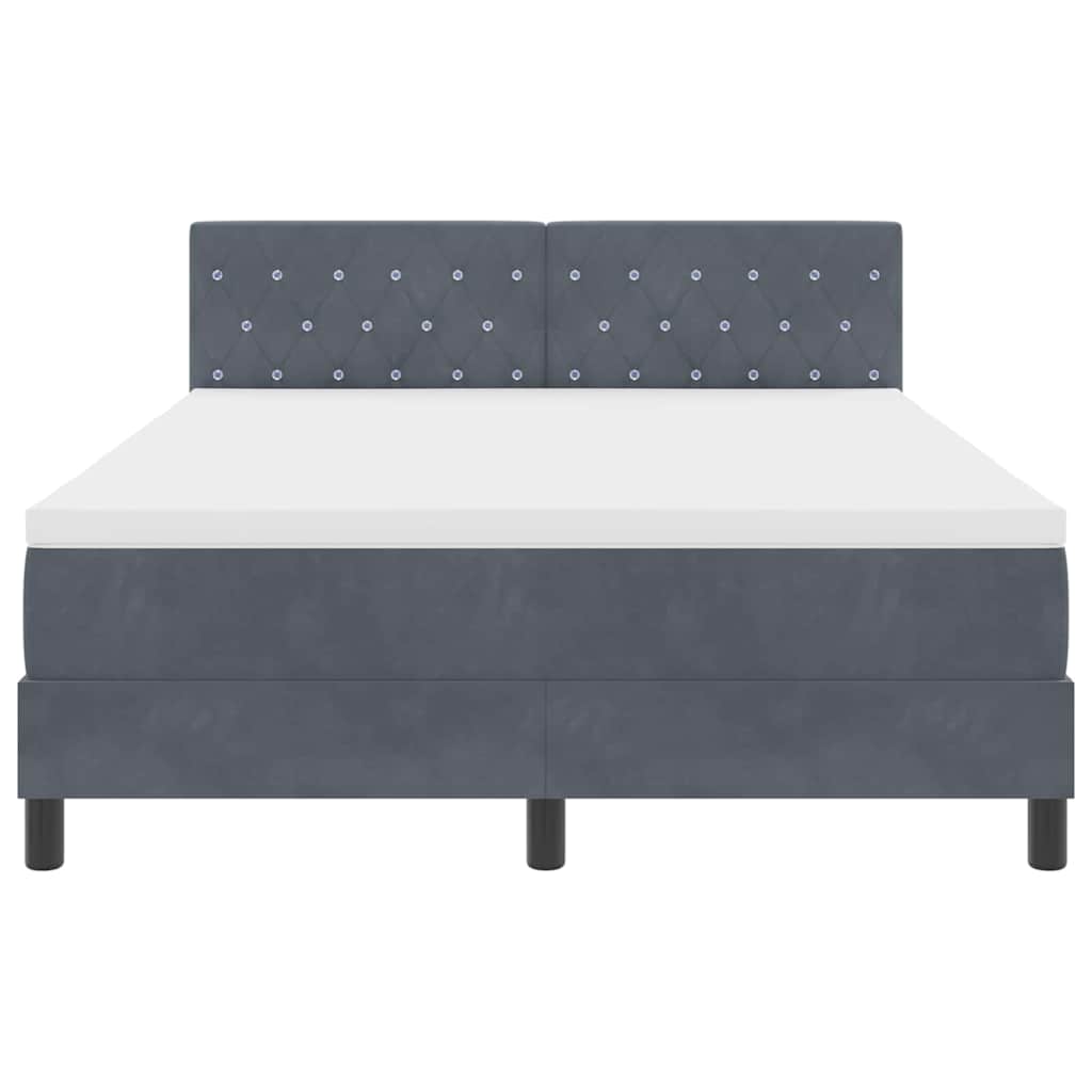 LED Box Spring Krevet s madracem Tamno siva 140 x 200 cm Baršun