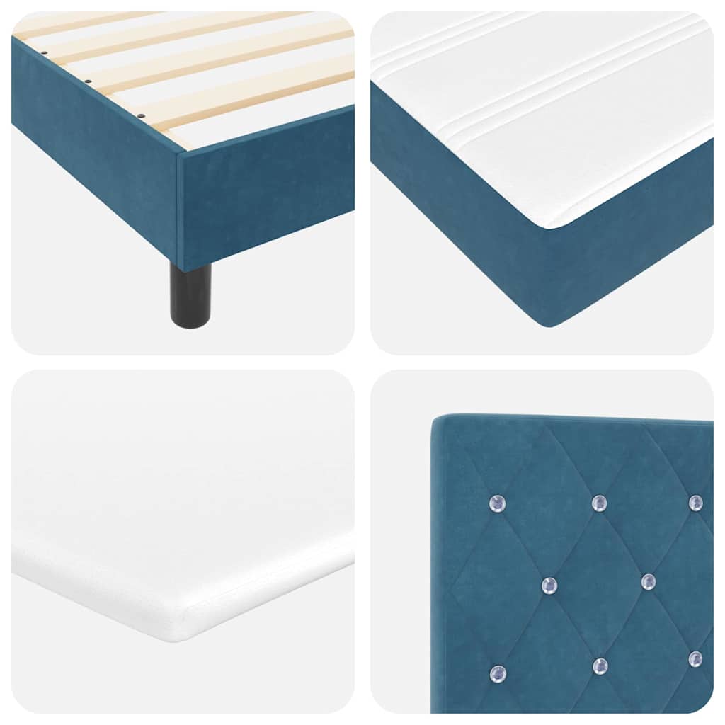 LED Box Spring Krevet Tamno plava 140 x 200 cm Baršun