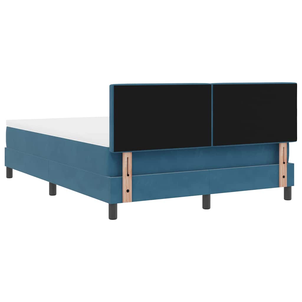 LED Box Spring Krevet Tamno plava 140 x 200 cm Baršun